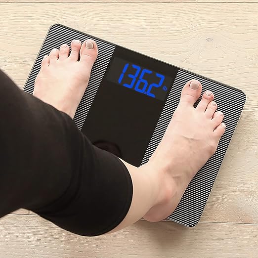 Escali Extra Wide Digital Bathroom Scale for Body Weight with Wide Platform for Natural Stance and Stability, High Capacity of 400 lb, Batteries Included