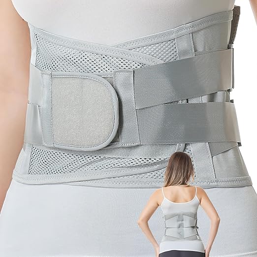 NeoTech Care Adjustable Double Pull Lumbar Brace/Lower Back Belt (Black, Size XL)