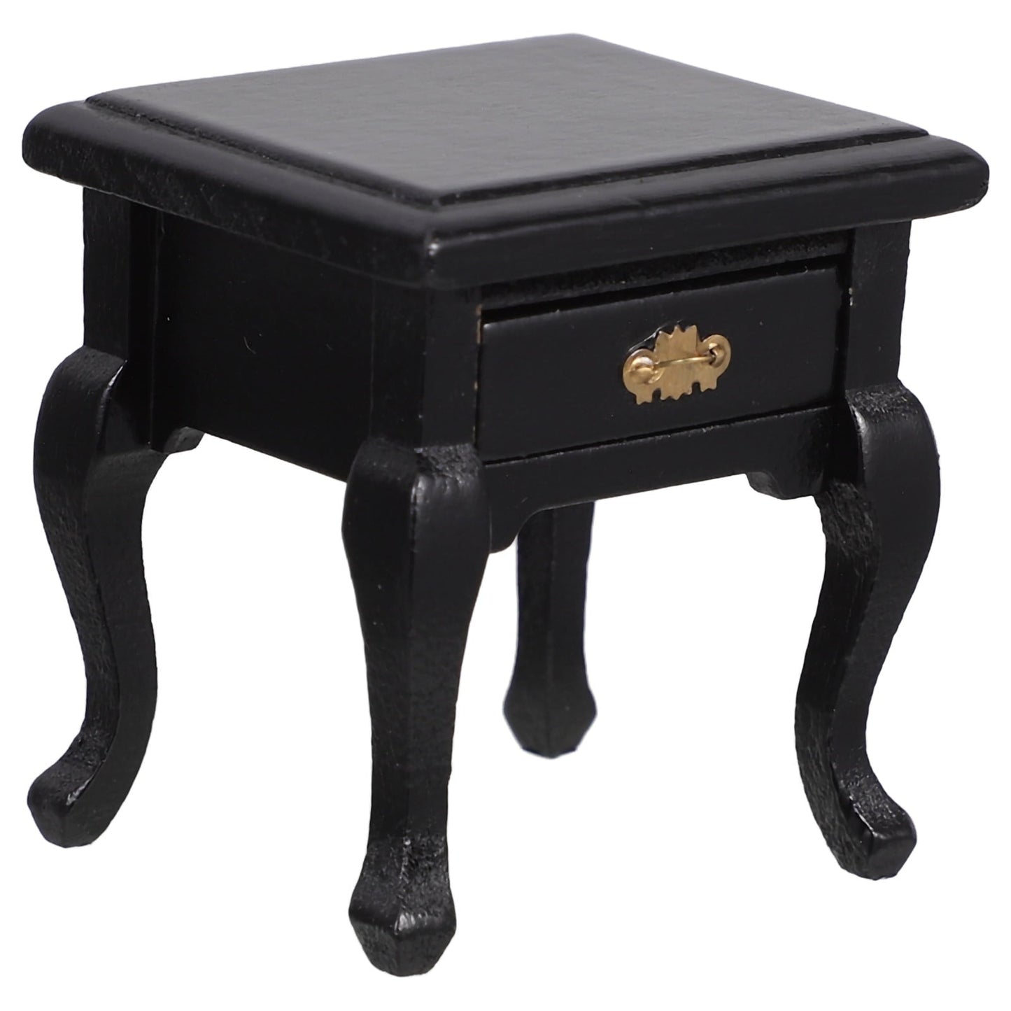 OFFIGAM 1Pcs Miniature End Table Black Wood Functional Drawer Storage For Mini Dollhouse Furniture Living Room