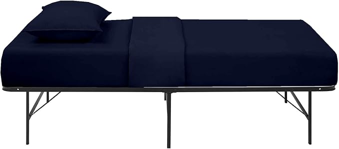 NON Sticky cotton 4 PC Cot Sheets 30x75, 100% Cotton Fitted Cot Sheet- Perfect for Narrow Twin/Rv Bunk/Camping Cot/Guest Bed Replacement, 4-8'' Deep Mattress- Navy Blue Solid,(New_cotset_004)