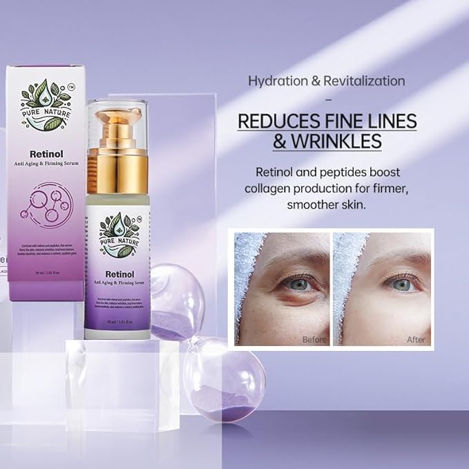 Retinol Serum For Face Reduces Wrinkles & Firms The Skin High-Strength Retinol Serum For Boosting Collagen Improving Skin Elasticity Enhancing Hydration & Skin Barrier Strengthening 1.01 fl oz
