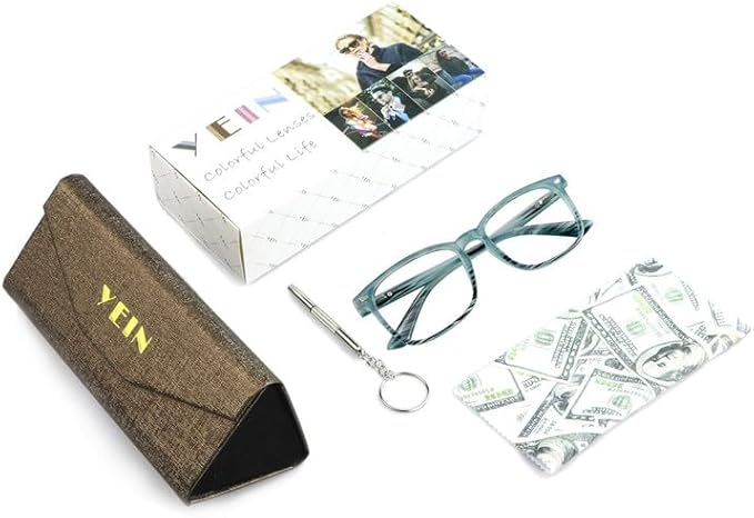 YEIN Bifocal Reading Glasses with Blue Light Blocking Lenses, Bifocal Reader for Women and Men, Vintage Square frame with Spring Hinge (+1.00/+4.00 magnification)