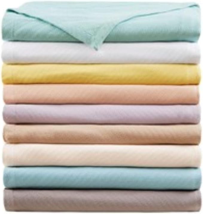 Madison Park Liquid Cotton Blanket Breathable, Softer Ring Spun Weave, Diamond Motif, Luxurious 100% Cotton All Seasons Lightweight Summer Blanket for Bed, Couch, Office, Lilac, Twin