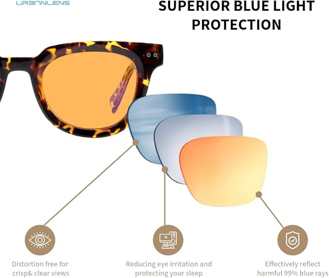Blue Light Blocking Reading Glasses Amber Blue Blocker Lens - For Better Sleep, Reduce Eye Strain for Women + Men