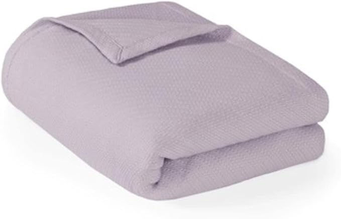 Madison Park Liquid Cotton Blanket Breathable, Softer Ring Spun Weave, Diamond Motif, Luxurious 100% Cotton All Seasons Lightweight Summer Blanket for Bed, Couch, Office, Lilac, Twin
