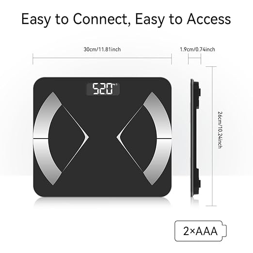 Scale for Body Weight, Weight Scale, Bathroom Scale, Body Fat Scale, Smart Scale, Body Composition Analyzer, BMI Scale, Health Monitor Sync Apps 400lbs (Black 220)