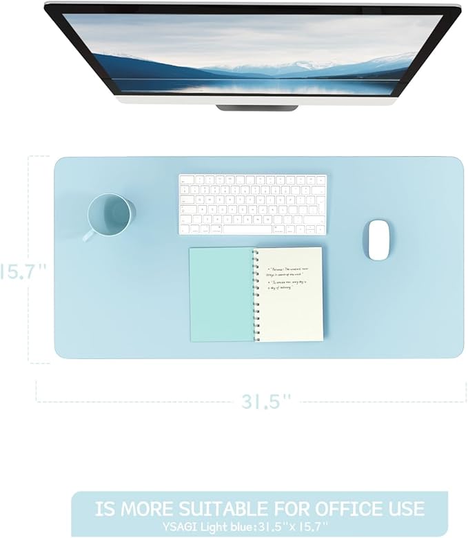 YSAGi Non-Slip Leather Desk Pad, Waterproof Laptop Computer Desk Keyboard Mat