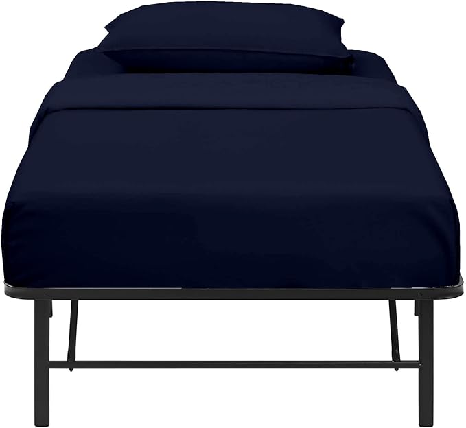 NON Sticky cotton 4 PC Cot Sheet Set 25x75, 100% Cotton Fitted Cot Sheet- Perfect for Narrow Twin/Rv Bunk/Camping , Sheets Cot Bunk Bed-Fits Upto 4-8'' Deep Mattress- Navy Blue Solid,(New_cotset_019)