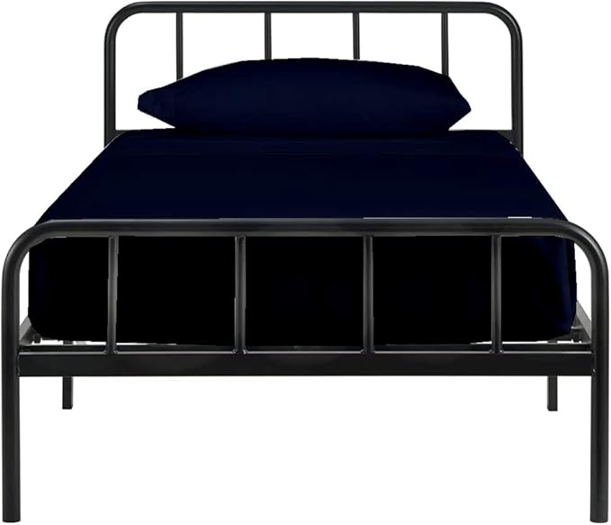 NON Sticky cotton 4 PC Cot Sheets 30x75, 100% Cotton Fitted Cot Sheet- Perfect for Narrow Twin/Rv Bunk/Camping Cot/Guest Bed Replacement, 4-8'' Deep Mattress- Navy Blue Solid,(New_cotset_004)
