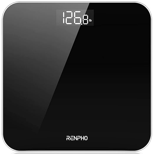 RENPHO Scale for Body Weight, Digital Bathroom Scale with Backlit LED Display, Highly Accurate & Measures Weight up to 400 lb/180kg, Batteries Included, Black-Core 1S