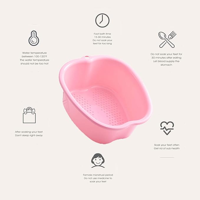 Foot Soaker: Plastic Foot Spa Basin With Massage Dots - Room Spa Bathtub for Hiwell Massage & Feet Care (Pink)