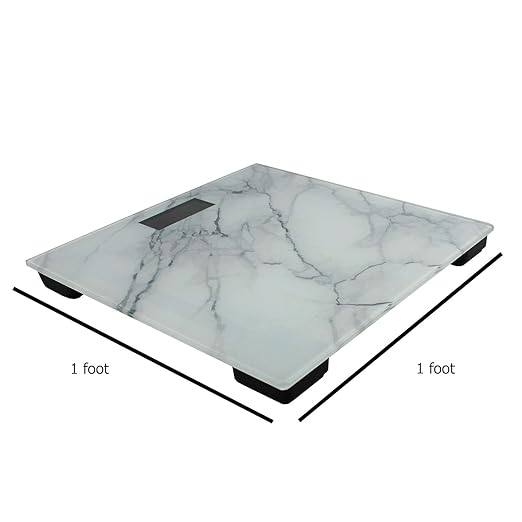 Marble Digital Scale | Glass Digital Weight Scale | Marble Finish | Marble Bathroom Décor Scale| 395 Pound Capacity | Bathroom Scales for Weight | Digital Scale for Body Weight | Glass Scale Weight