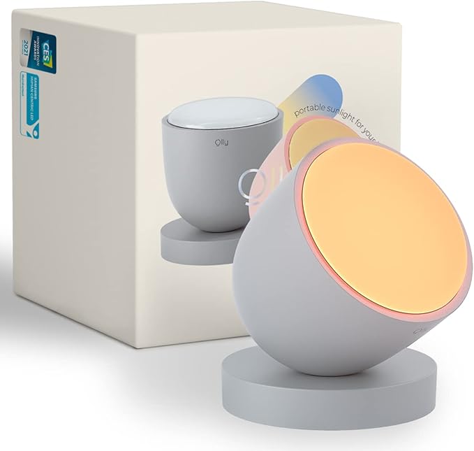 Olly Day & Night Duo Set (Solid Gray & Moon Gray) Light Therapy Lamp, Daily Sunlight to Sleep Well, UV-Free, Rechargeable and Portable, 2step Brightness Mode, 25minutes Automatic Timer