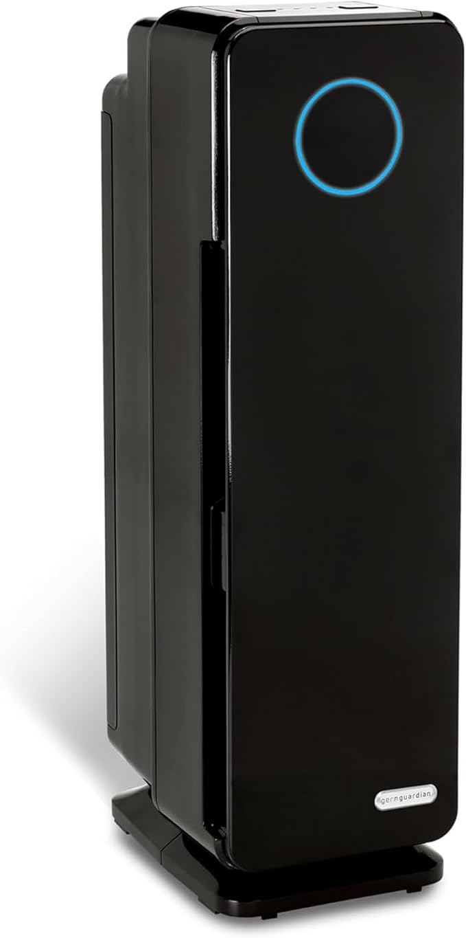 GermGuardian 5-In-1 HEPA Air Purifier for Home, Pet Air Purifier with HEPA Air Filter & UV-C Light, AC4300BPTCA, 743 Sq. Ft., 22'' Tower, Black