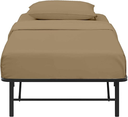 4 PC Cot Sheet Set 33x75, 100% Cotton Fitted Cot Sheet- Perfect for Narrow Twin/Rv Bunk/Camping Cot/Guest Bed Replacement, Sheets for Cot Bunk Bed-Fits Upto 4-8" Deep Mattress- Taupe Solid