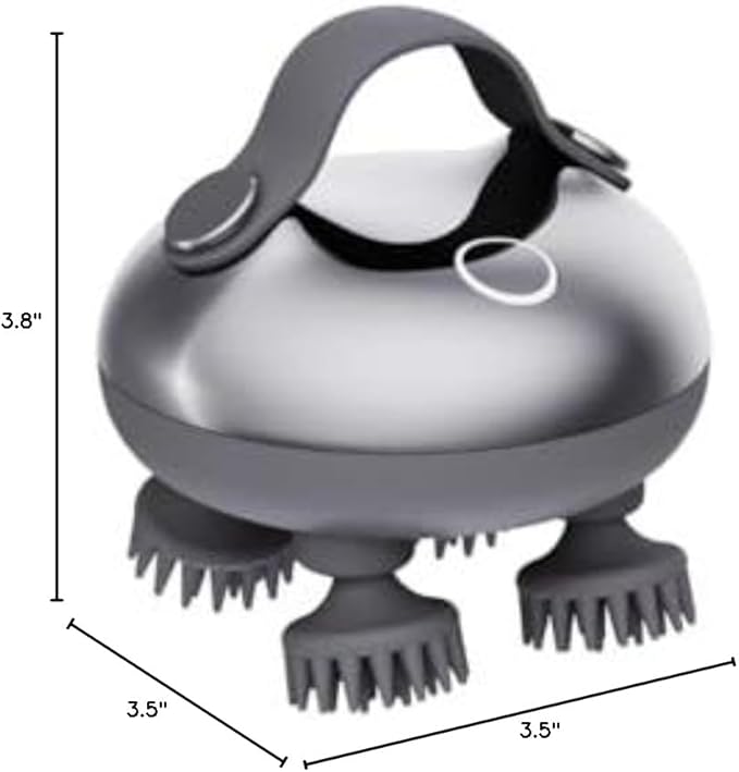 Electric Scalp Massager Hair Growth, IPX7 Waterproof Rechargeable Head Massager Scalp Stress Relax, Portable Handheld Hair Scalp Massager with 8 Removable Massage Claws(Silver)