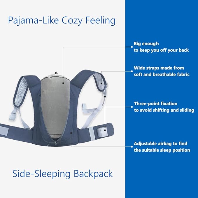 Model 2024 Side-Sleeping Backpack from WoodyKnows, Alleviates Snoring and Sleep Issues Caused by The Back-Sleeping Position, Anti Snoring Solution, Snore Aid Device (S)