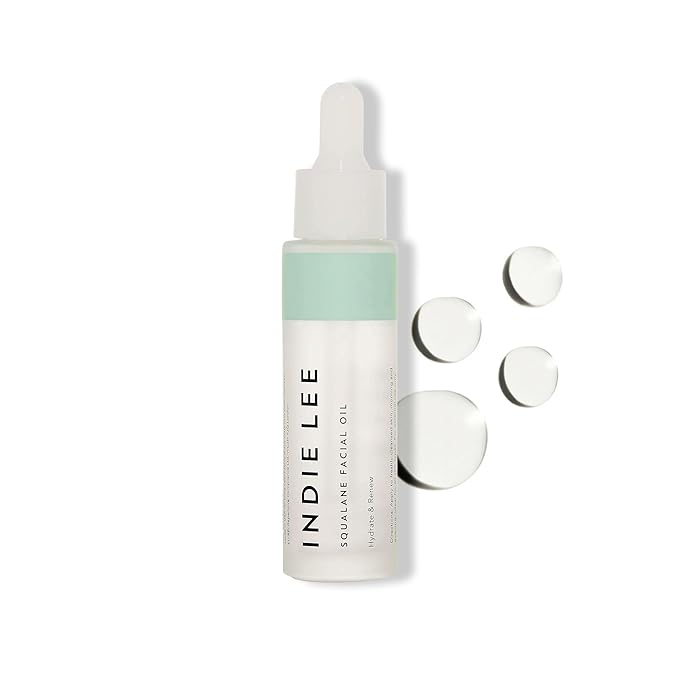 Indie Lee 100% Squalane Oil - Daily Face Oil & Hydrating Moisturizer for Dry Skin, Fine Lines and Wrinkles - Even Skin Tone, Brighten & Improve Texture, 10ml