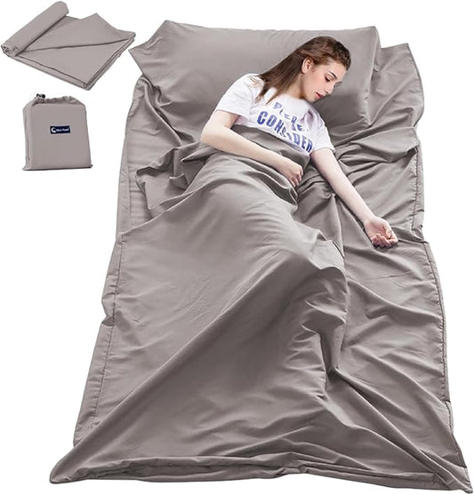 Sleeping Bag Liner Travel Sheets for Hotel Camping Sheets Travel Bed Sheets for Hotel Lightweight Single &Double Compact Sleeping Bag Sack Breathable Travel Sleeping Bag for Hotels Adult Compact Sacks