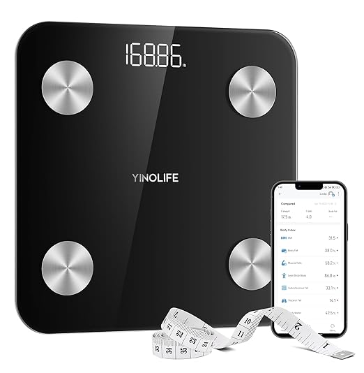 Scale for Body Weight, Digital Smart Bathroom Weight Scale with BMI, Body Fat, Muscle Mass, Accurate 20 Body Composition Scale, 10.2" Compact Scale with APP, 400lb, Black