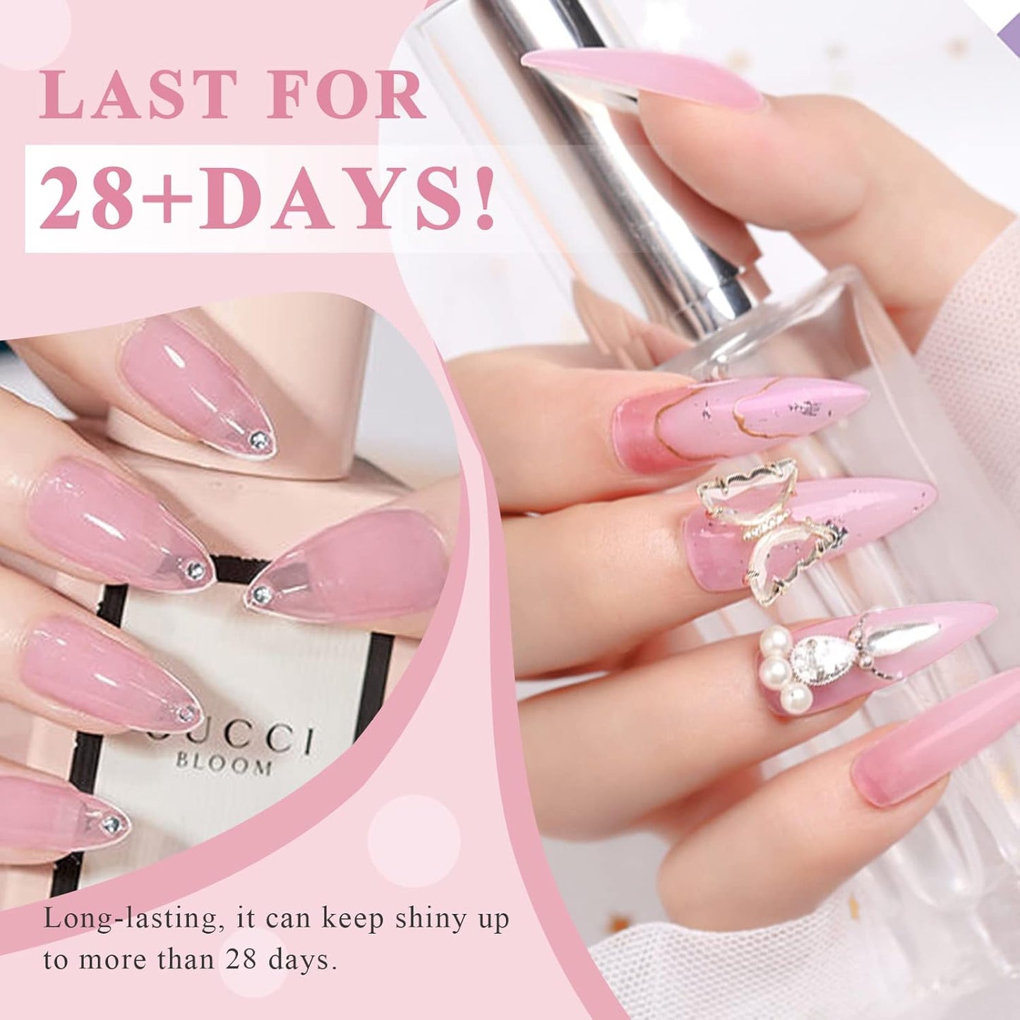 SAVILAND Poly Gel-100 G Pink Color Poly Nail Gel, Large Capacity Extension Durable Gel for Nail Strengthener, Long-Lasting, Easy to Use for Starter & Professional Manicure DIY Art Home Salon