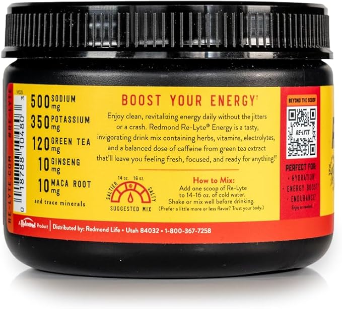 Redmond Re-Lyte Energy Electrolyte Mix, Raspberry Mango, 8.6oz Jar