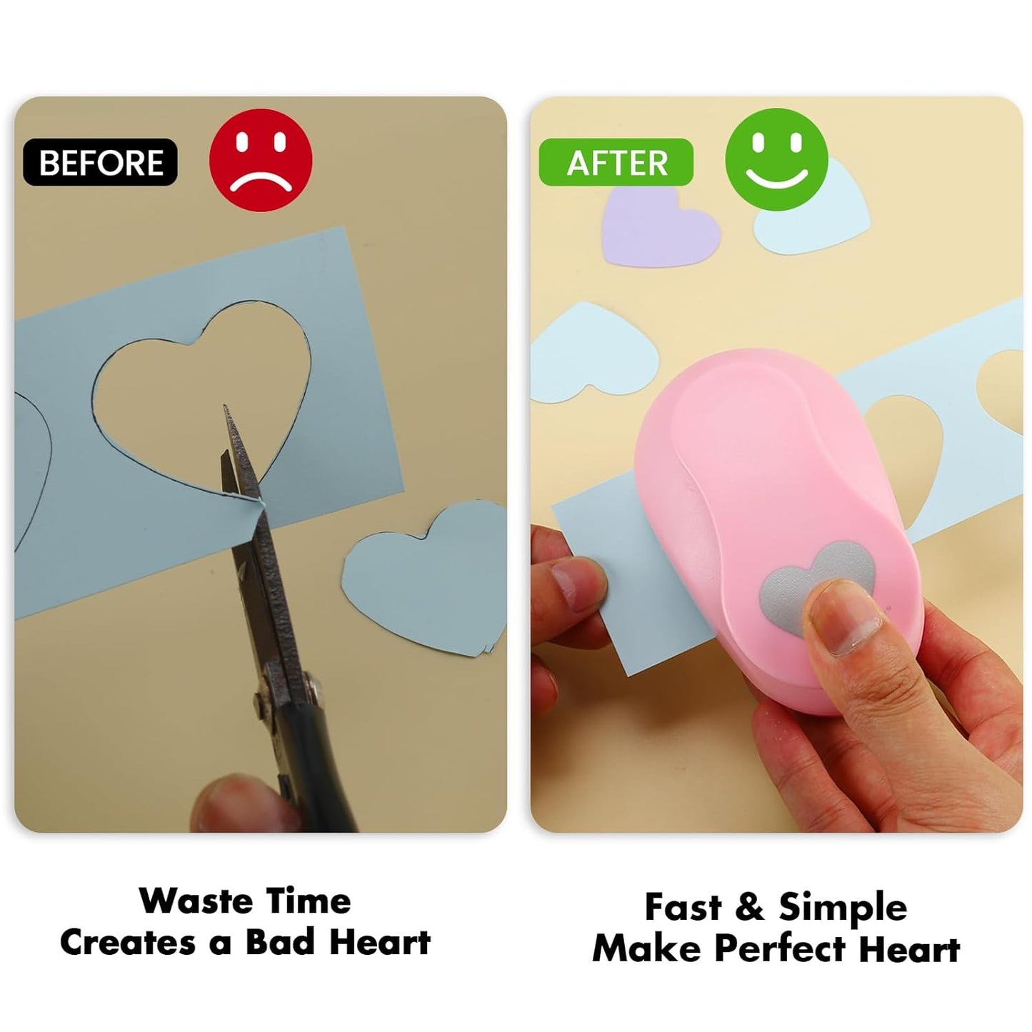 LOONENG 1.5 Inch Heart Paper Punch - High Precision Design for Romantic Heart Patterns - Ideal for Scrapbooking, Card Making, DIY Photo Albums, Gift Tags, Homemade Confetti