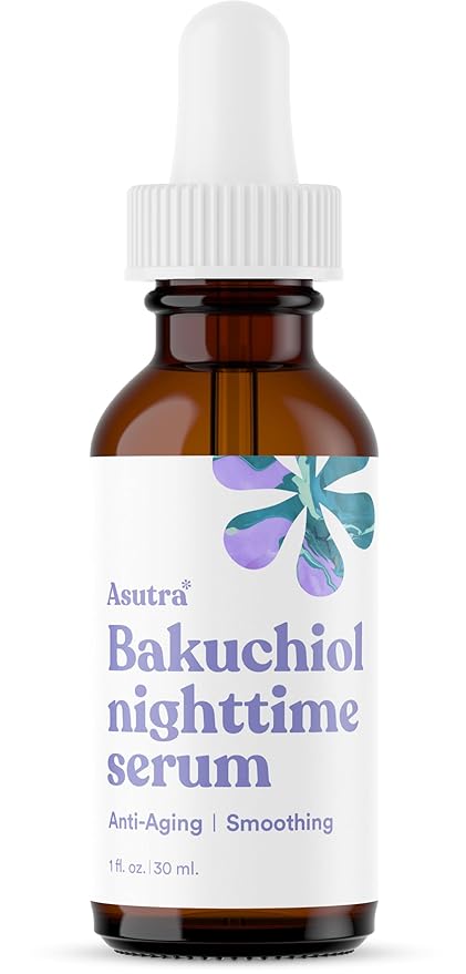 ASUTRA Bakuchiol Nighttime Serum, 1 fl oz - Skin Smoothing Retinol Alternative, Nourish and Hydrate Skin, Gentle Face Serum