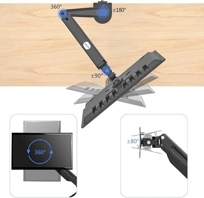 Suptek Monitor Mount Gas Spring Monitor Arm Desk Mount Fully Adjustable Fits 17