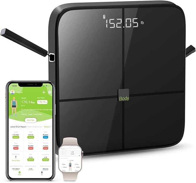 Scale for Body Weight and Fat Percentage Body Circumference 8 Electrodes High Precision Smart Scale for BMI 43 Body Composition Measurements Bluetooth Bathroom Digital Scales