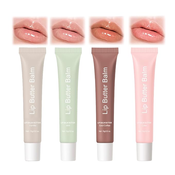 Lip Butter Balm - Lip Balm Hydrating - Tinted Lip Balm - Moisturizing Lip Gloss Set - Girls Lip Oil - Lip Moisturizer for Women - Lip Care Products - Christmas Gifts for Teen Girls