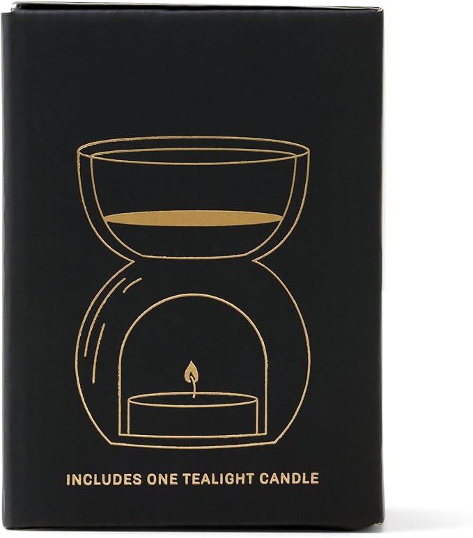 Black Glass Oil Burner Packaged in Black Folding Box w/FOIL (Web)
