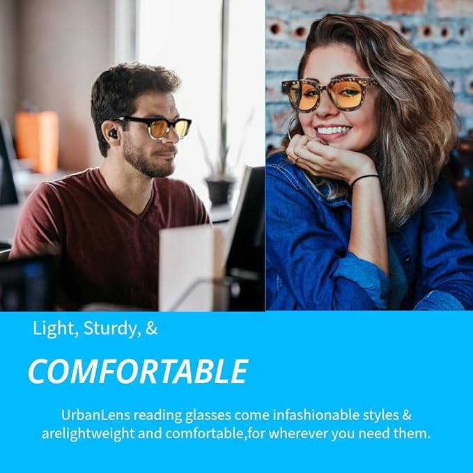 Blue Light Blocking Reading Glasses Amber Blue Blocker Lens - For Better Sleep, Reduce Eye Strain for Women + Men