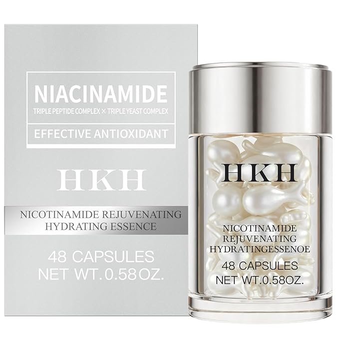 HKH Niacinamide Serum Capsules for Face – Anti Aging Dark Spot Remover Hydrating with Hyaluronic Acid & Vitamin E Reduce Wrinkles and Fine lines Smoothing and Firming Skin Care Travel Portable (48 ct)