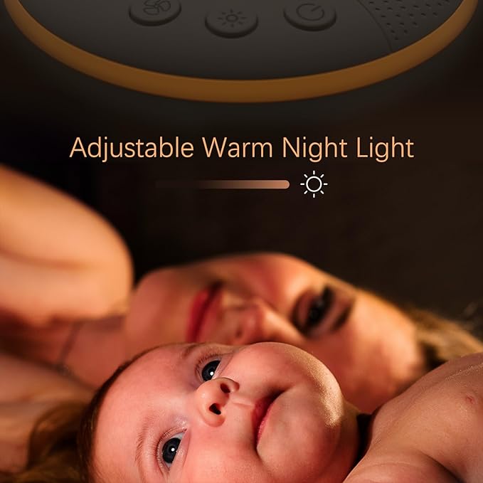 White Noise Machine - Portable Sound Machine for Baby and Adult, with 21 Quality Non-looping Sleep Sounds, Night Light, Rechargeable Battery, for Travel, Home, Sound Therapy, Registry Gift