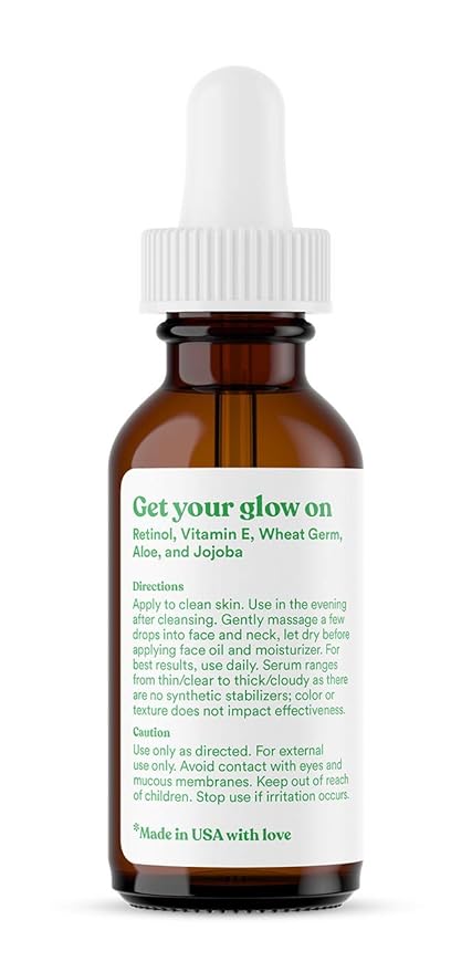 ASUTRA 2.5% Retinol Serum, 1 fl oz - Hyaluronic Acid, Vitamin E, Wheat Germ, Aloe, & Jojoba Oil, Plumping Face Serum