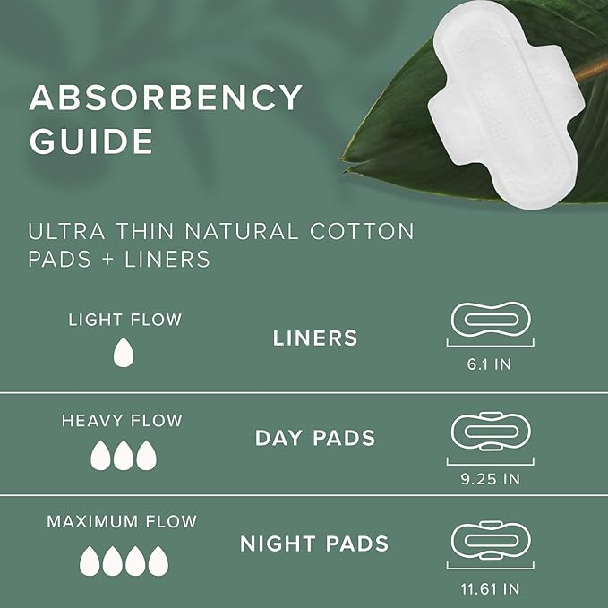 Veeda Natural Cotton Day Pads for Women - Heavy Flow Absorbent Ultra-Thin Feminine Pad with Wings - Hypoallergenic Period pads - Unscented & Chlorine free Sanitary Napkins - 28 Count