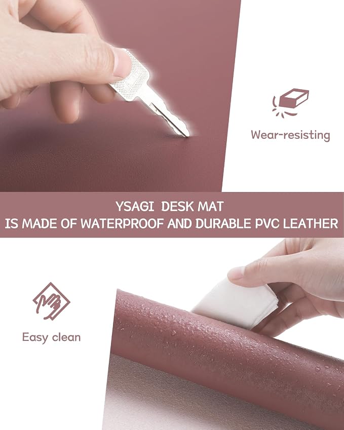 YSAGi Non-Slip Leather Desk Pad XL Size, Waterproof Laptop Computer Desk