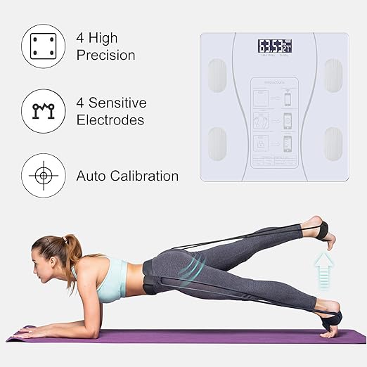 Intelligent Body Fat Scale, a Simple and Practical Digital Scale That can be Connected to a Mobile Digital Bathroom Scale to Display BMI, Body Fat, Muscle Mass, and Durable Weight Scale (White)