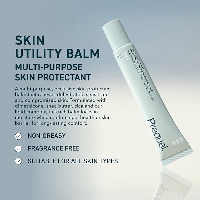 Prequel Skin Utility Balm. Advanced Occlusive Face Cream for Dry Skin, Moisturizer for Sensitive Skin. Thick Non-Comedogenic Barrier Protection with Dimethicone and Shea Butter. 1.7oz Tube