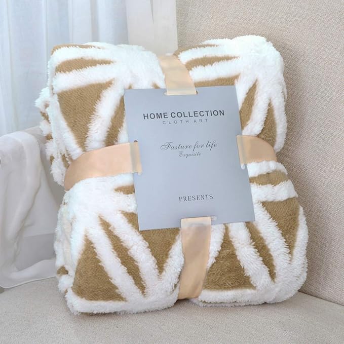 LOMAO Sherpa Fleece Blanket Fuzzy Soft Throw Blanket Dual Sided Blanket for Couch Sofa Bed (Khaki, 51"x63")