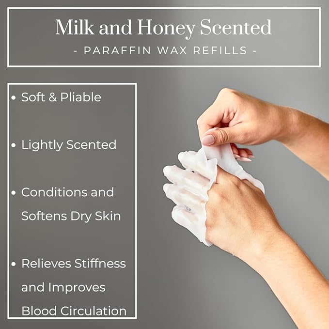 Paraffin Wax for hand and feet | 1lb Milk and Honey Scented Paraffin Wax Refills for Paraffin Baths | Use with any hand wax paraffin machine