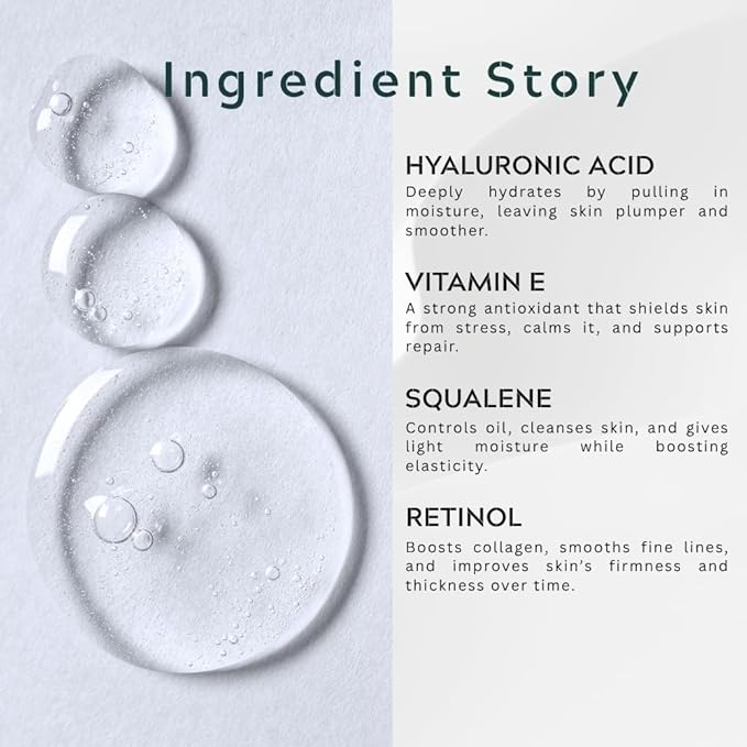 Squalane 5% + Hyaluronic Acid 2% + Vitamin E – Advanced Hydrating & Anti-Aging Face Serum – Restores Elasticity, Smooths Fine Lines – Lightweight Moisture for All Skin Types – 1 fl oz