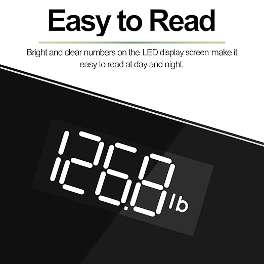 RENPHO Scale for Body Weight, Digital Bathroom Scale with Backlit LED Display, Highly Accurate & Measures Weight up to 400 lb/180kg, Batteries Included, Black-Core 1S