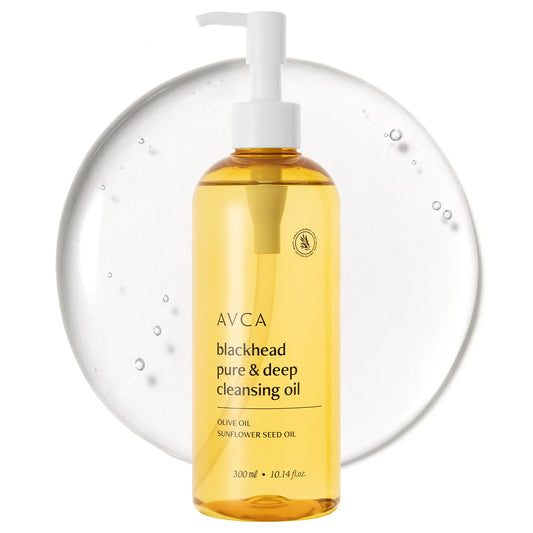 AVCA Korean Blackhead Remover Cleansing Oil 10.14 fl.oz.(300ml) - Oil Cleanser for Face, Makeup Blackhead Remover, Normal & Oily Skin, Face Pore Cleanser