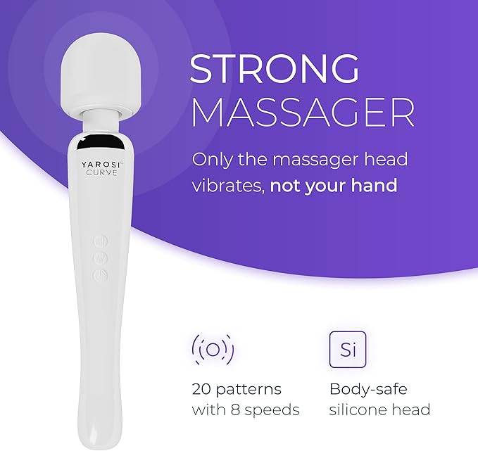 Yarosi Cordless Curve Therapeutic Device - 8 Powerful Speeds and 20 Patterns - for Muscle Aches and Sports Recovery - Rechargeable - Travel Friendly - White