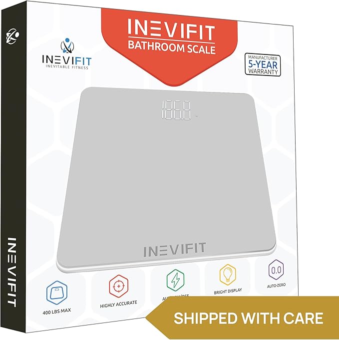 INEVIFIT Bathroom Scale, Highly Accurate Digital Bathroom Body Scale, Precisely Measures Weight up to 400 lbs
