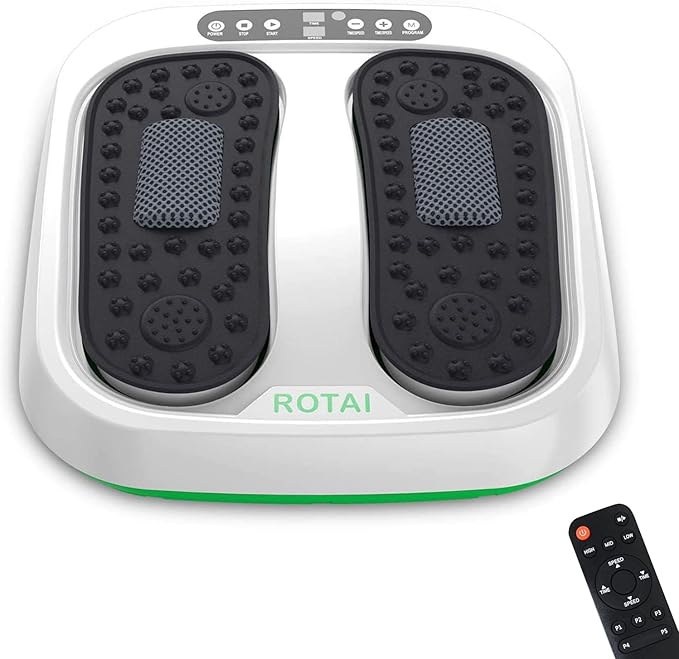 Vibration Foot Massager Multi Relaxations and Pain Relief Rotating Acupressure Electric Foot Circulation Device with Remote Control (White)