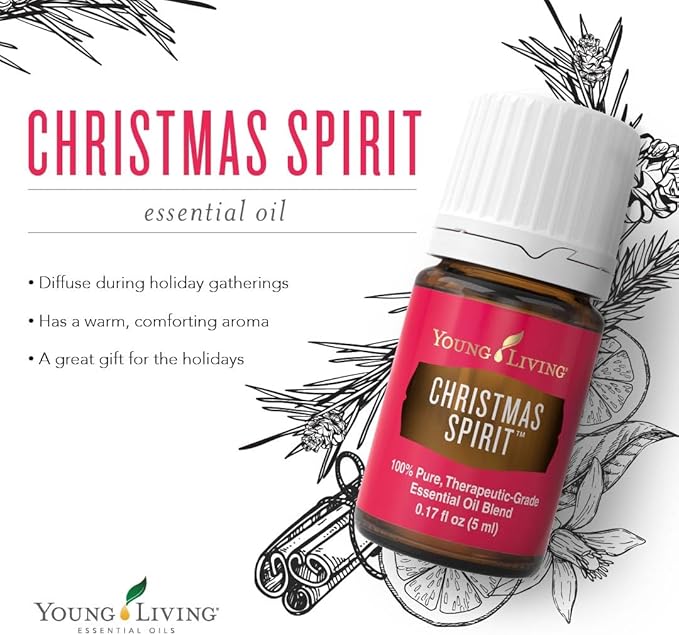 Young Living Christmas Spirit 5 ml - Festive Aroma for Holiday Delight - Orange, Cinnamon Bark, Spruce Blend - Uplifting Ambiance, Travel Essential Oil