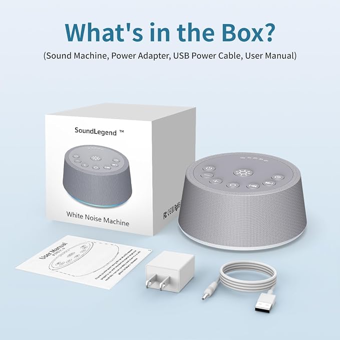 Sleep White Noise Sound Machines 32-Level Volume 30 Sounds 12 Colors Light 5 Timers Adjustable Light Brightness Compact for Everyone Travel Gift Memory Function